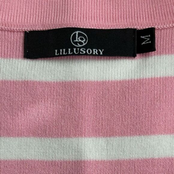 LILLUSORY Striped Sweater Vest Top Size Medium Pink Button front Sleeveless - Picture 5 of 5